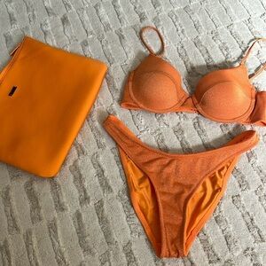 Orange sparkly Triangl bikini set